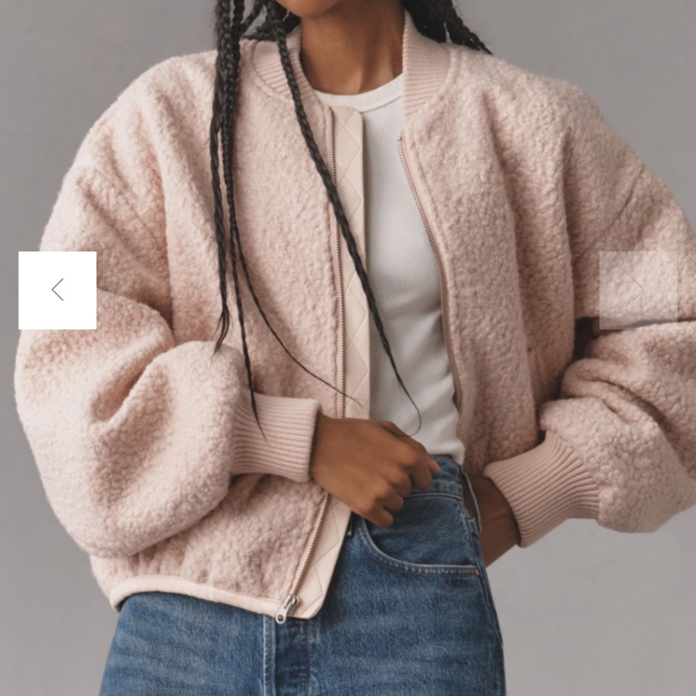 By Anthropologie Pink Sherpa Boomer Jacket